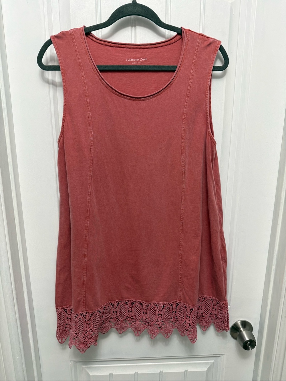 Coldwater Creek A-line Cotton Shift / Top Crochet Embroidery Pink XL (23-11)